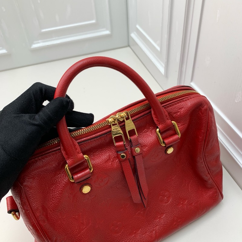 LV speedy25 全皮紅色手提包 肩背包-23