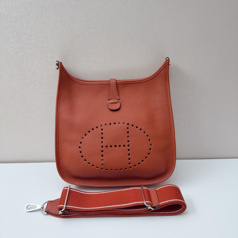 Hermes TC皮🐎Evelyne 29伊芙琳 6c焦糖南瓜色銀扣 Z刻-0