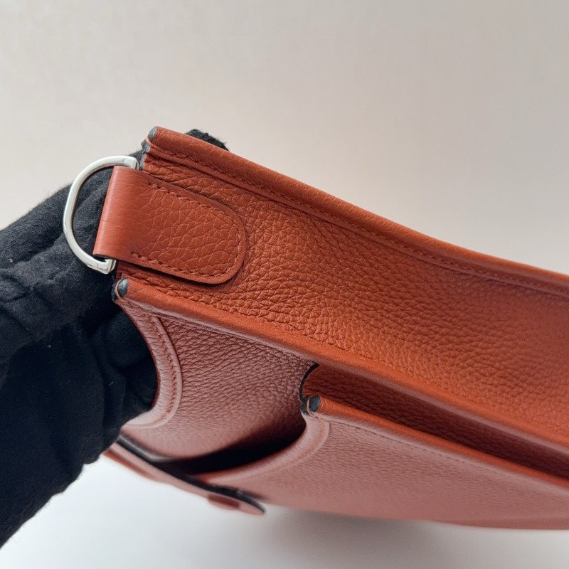 Hermes TC皮🐎Evelyne 29伊芙琳 6c焦糖南瓜色銀扣 Z刻-14