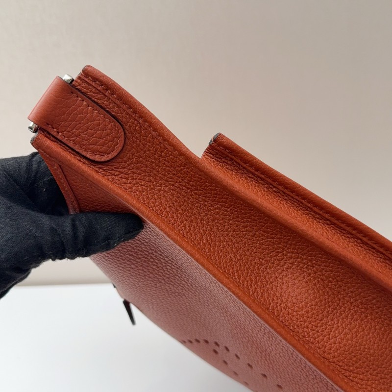 Hermes TC皮🐎Evelyne 29伊芙琳 6c焦糖南瓜色銀扣 Z刻-15