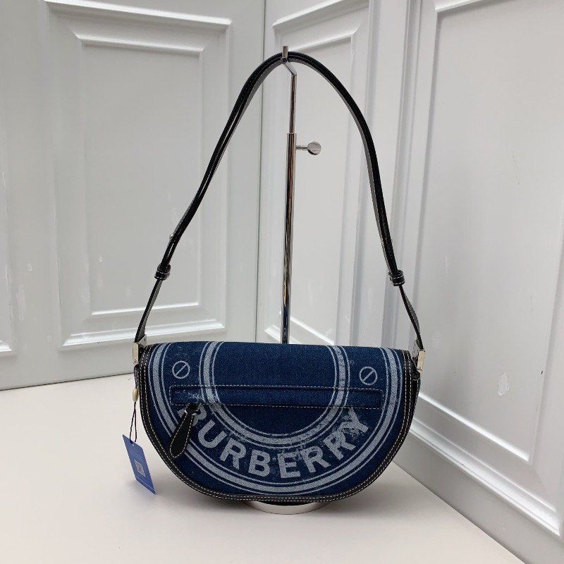 BURBERRY 新款丹寧牛仔布月亮包 半月肩背斜背兩用包 時裝秀款-0