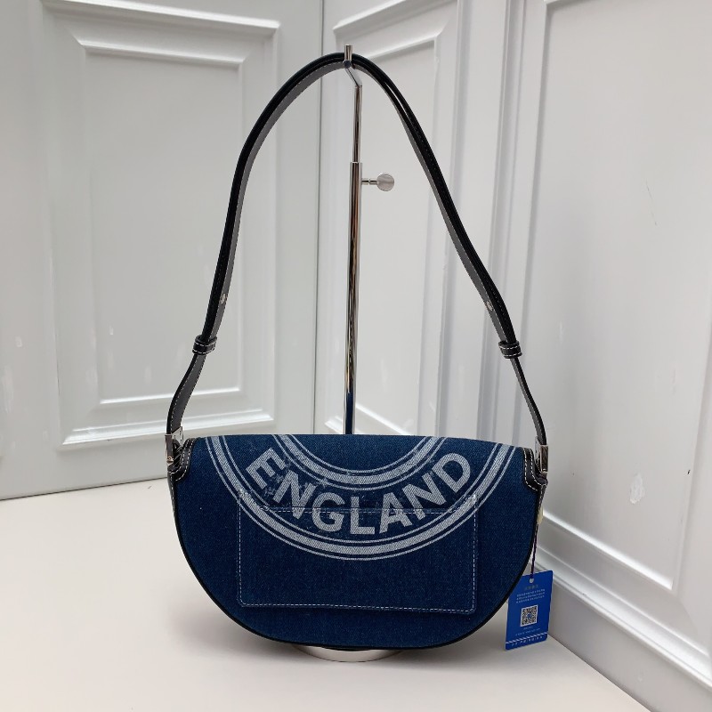 BURBERRY 新款丹寧牛仔布月亮包 半月肩背斜背兩用包 時裝秀款-1