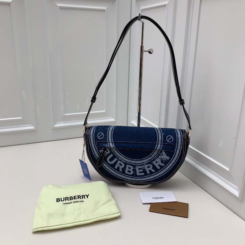 BURBERRY 新款丹寧牛仔布月亮包 半月肩背斜背兩用包 時裝秀款-8