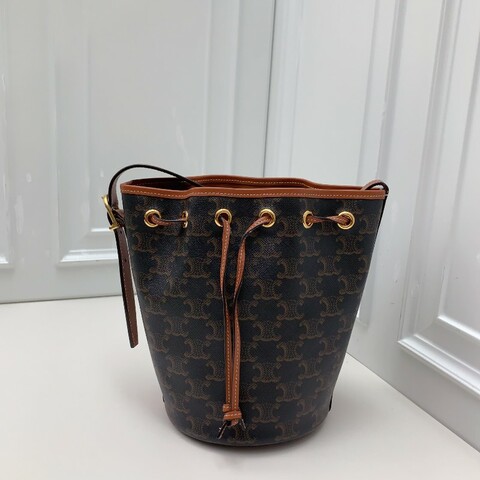 Celine凱旋門老花束口抽繩水桶包