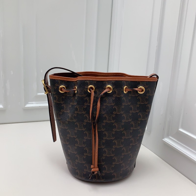 Celine凱旋門老花束口抽繩水桶包-0