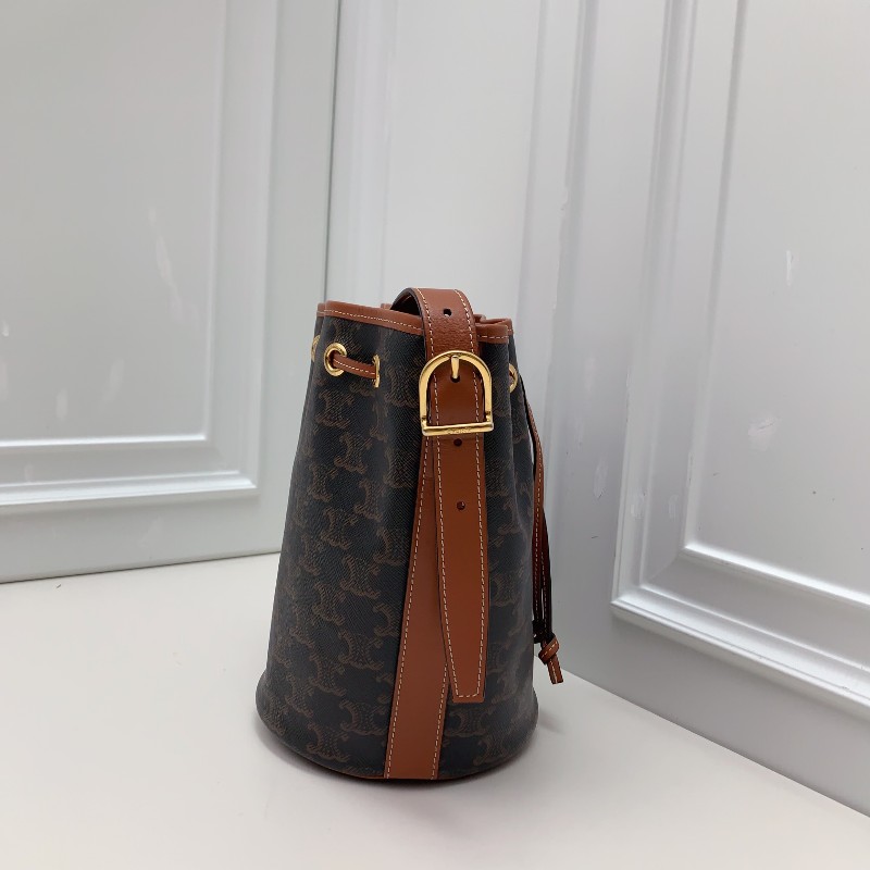 Celine凱旋門老花束口抽繩水桶包-3