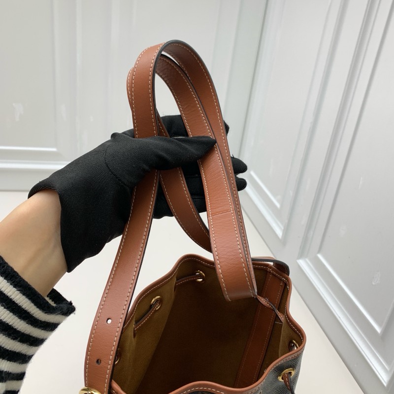 Celine凱旋門老花束口抽繩水桶包-5