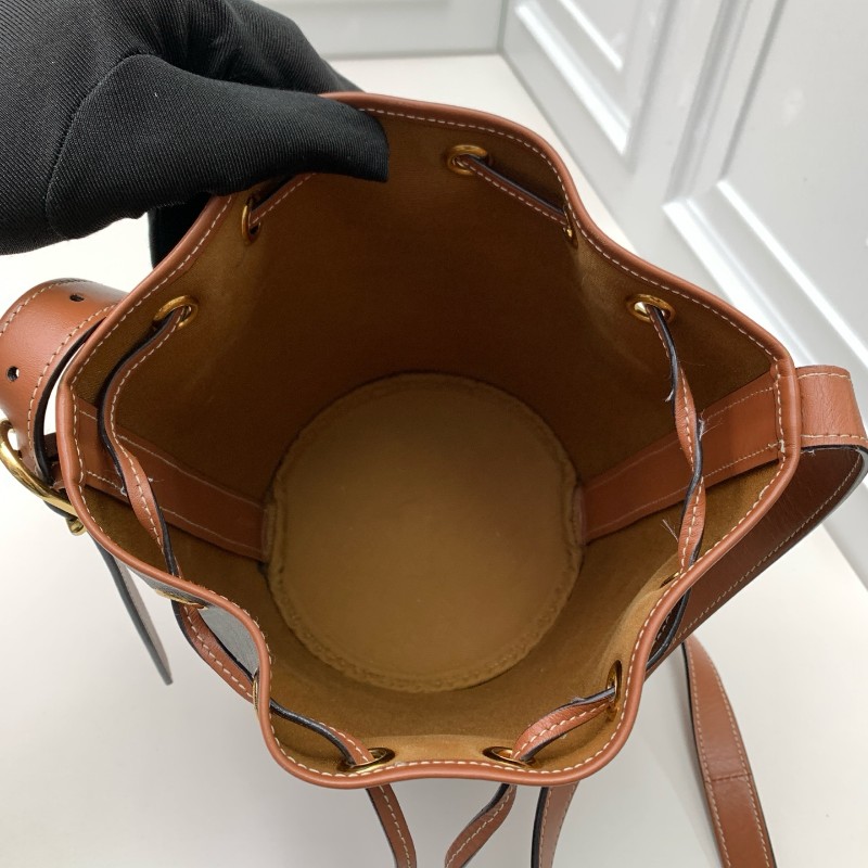 Celine凱旋門老花束口抽繩水桶包-8