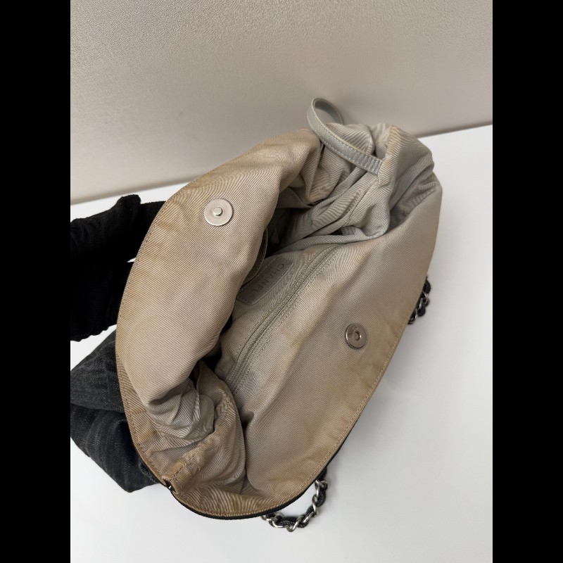 Chanel牛仔托特燒賣鏈條包 經典雙C刺繡 黑色牛仔-18