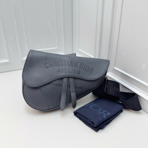 Dior Saddle 1947深灰色馬鞍包斜背包 牛皮