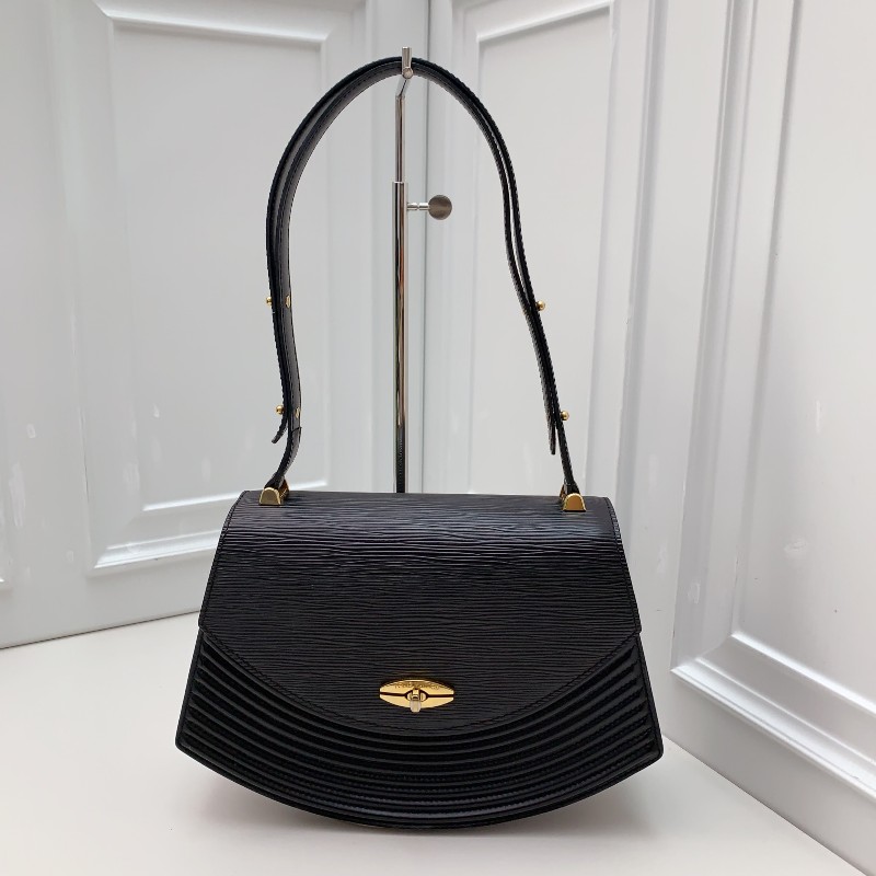 LV路易威登 經典中古水波紋黑色扇形兩用包 經典黑金配色 稀有款-0