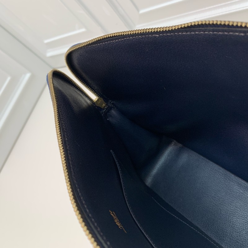 Hermes中古保齡球公文包藏藍色框E刻-20