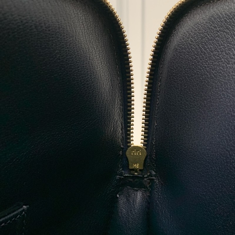 Hermes中古保齡球公文包藏藍色框E刻-22