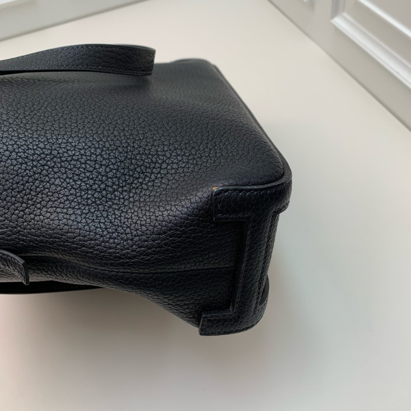 Hermes中古保齡球公文包藏藍色框E刻-25