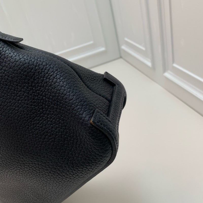 Hermes中古保齡球公文包藏藍色框E刻-26