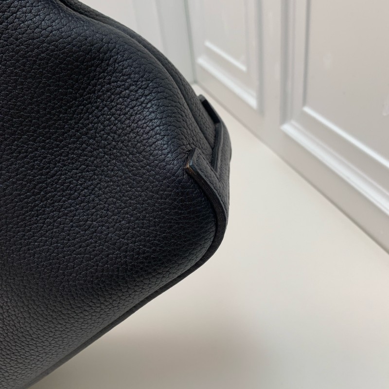 Hermes中古保齡球公文包藏藍色框E刻-27