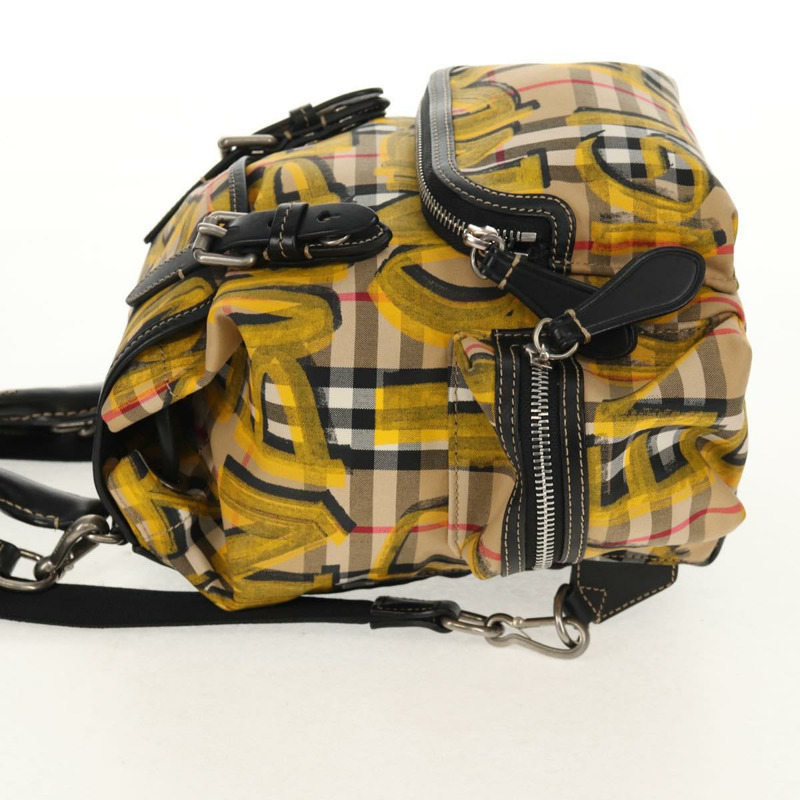 【日本直送】BURBERRY Nova Check Graffiti Backpack Canvas Beige Auth 154919V-2