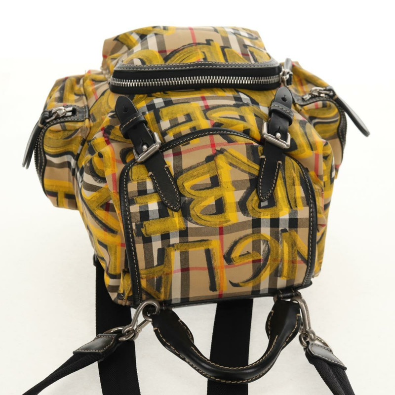 【日本直送】BURBERRY Nova Check Graffiti Backpack Canvas Beige Auth 154919V-5