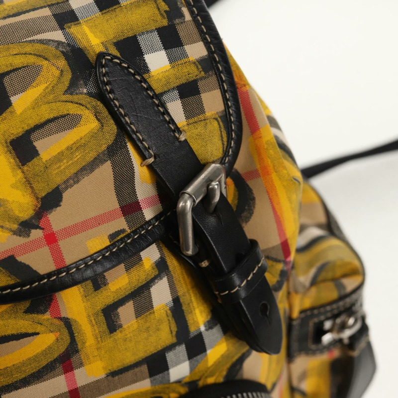 【日本直送】BURBERRY Nova Check Graffiti Backpack Canvas Beige Auth 154919V-22