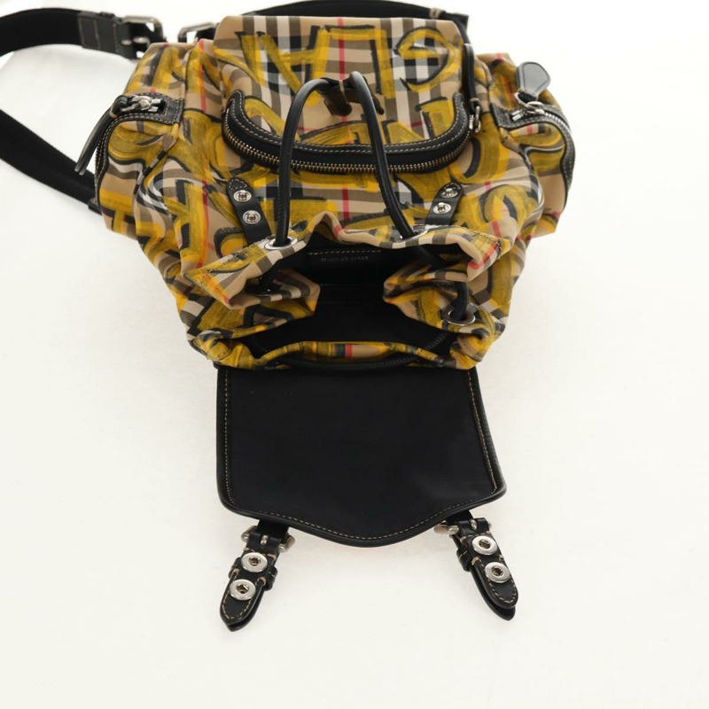 【日本直送】BURBERRY Nova Check Graffiti Backpack Canvas Beige Auth 154919V-23