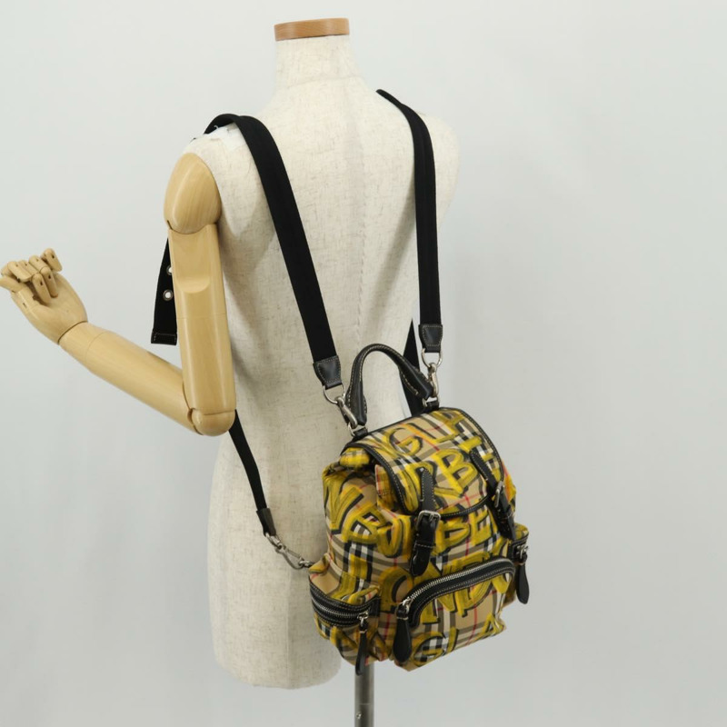 【日本直送】BURBERRY Nova Check Graffiti Backpack Canvas Beige Auth 154919V-28