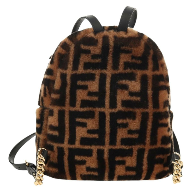 【日本直送】FENDI Zucca帆布Zainomini雙肩包 棕色 黑色 金色 正品 154921SAM-1