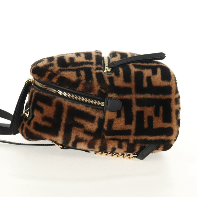 【日本直送】FENDI Zucca帆布Zainomini雙肩包 棕色 黑色 金色 正品 154921SAM-2