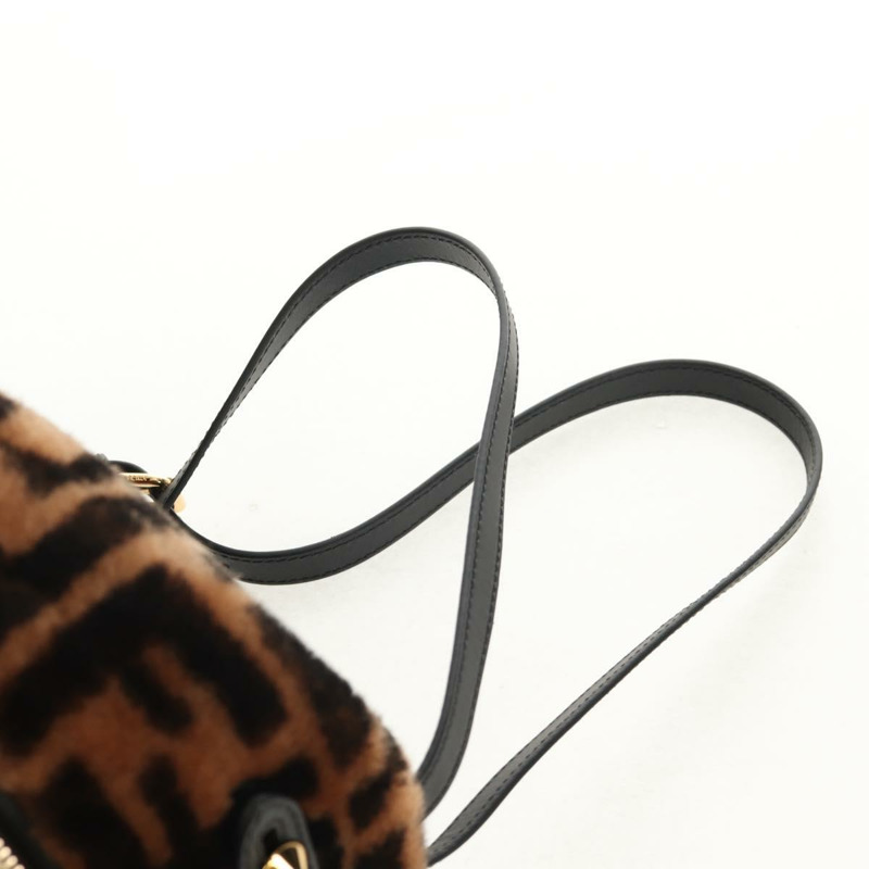 【日本直送】FENDI Zucca帆布Zainomini雙肩包 棕色 黑色 金色 正品 154921SAM-8