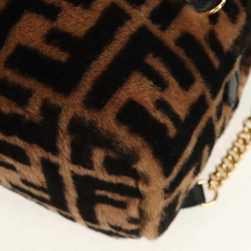 【日本直送】FENDI Zucca帆布Zainomini雙肩包 棕色 黑色 金色 正品 154921SAM-14