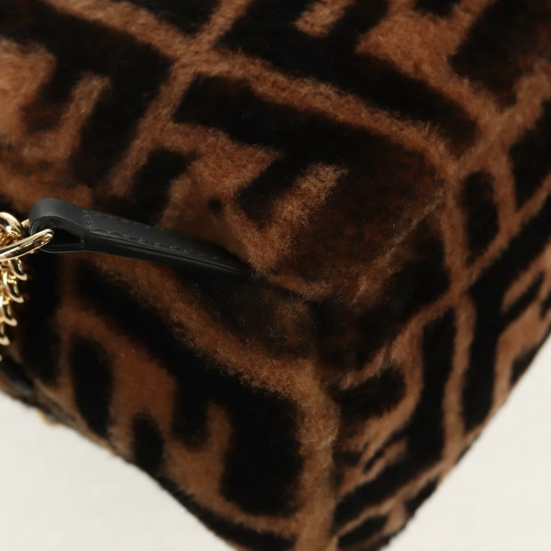 【日本直送】FENDI Zucca帆布Zainomini雙肩包 棕色 黑色 金色 正品 154921SAM-15