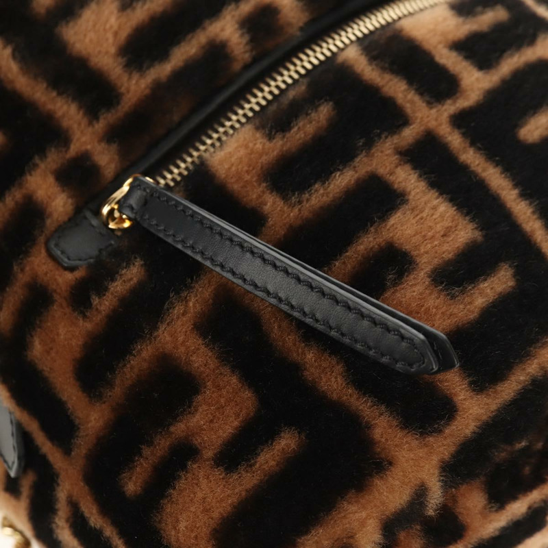 【日本直送】FENDI Zucca帆布Zainomini雙肩包 棕色 黑色 金色 正品 154921SAM-17