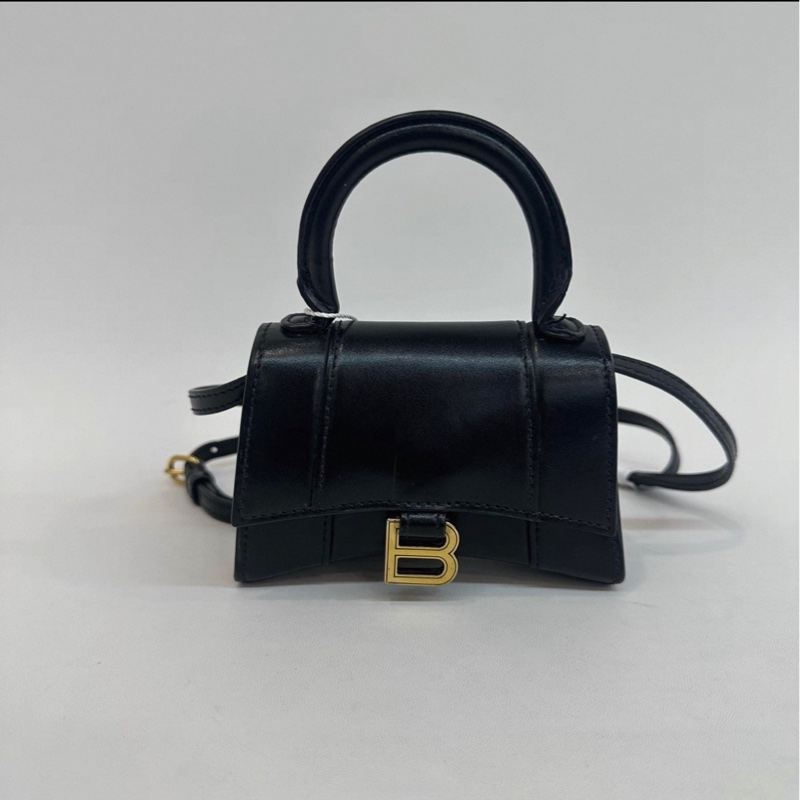 巴黎世家沙漏mini包光面牛皮黑色-0