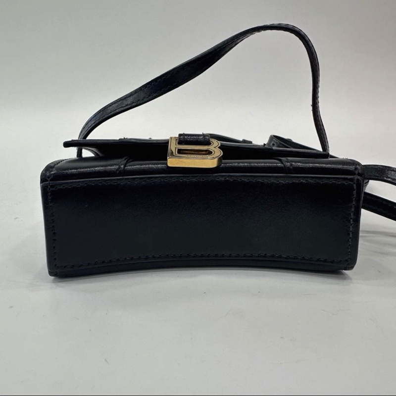 巴黎世家沙漏mini包光面牛皮黑色-3