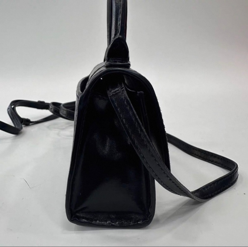 巴黎世家沙漏mini包光面牛皮黑色-7