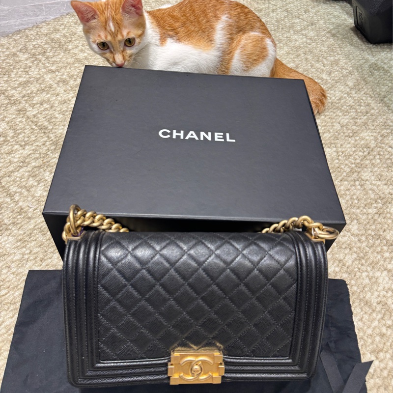 Chanel Le boy 中號荔枝牛皮99% 新-2