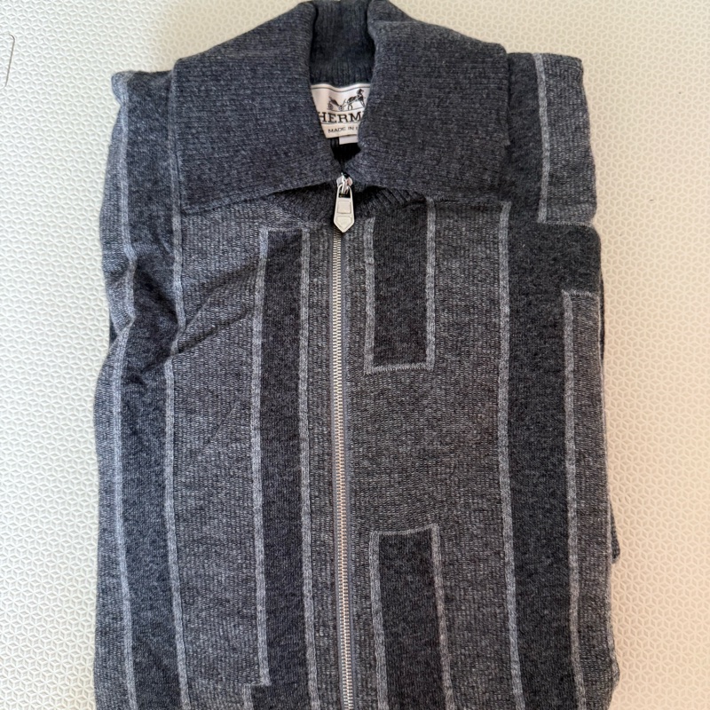 Hermes cashmere cardigan 拉鍊針織薄外套-1