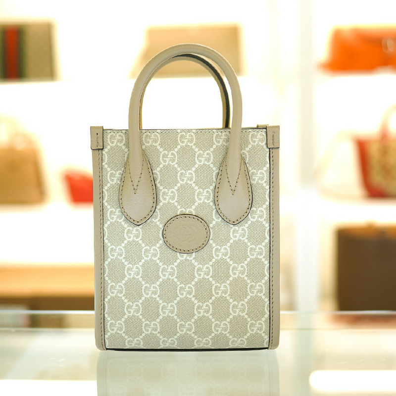 GUCCI 女士迷你手提斜背包 塗佈帆布 米色 671623 UULBT 9683-5