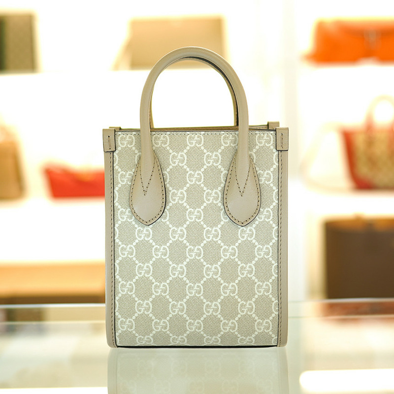 GUCCI 女士迷你手提斜背包 塗佈帆布 米色 671623 UULBT 9683-7