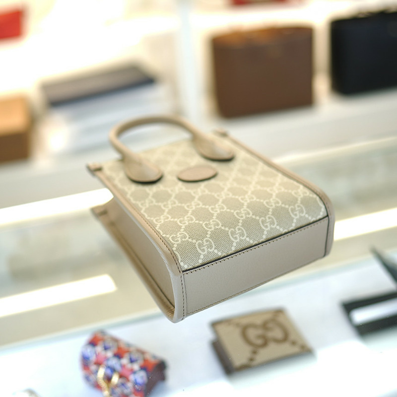 GUCCI 女士迷你手提斜背包 塗佈帆布 米色 671623 UULBT 9683-8