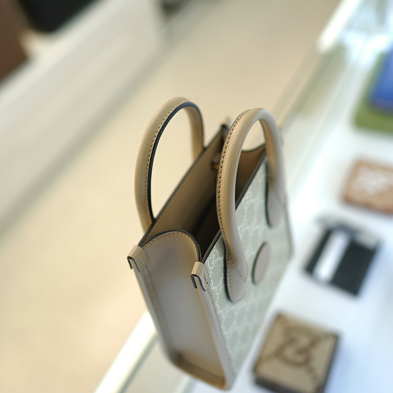 GUCCI 女士迷你手提斜背包 塗佈帆布 米色 671623 UULBT 9683-10