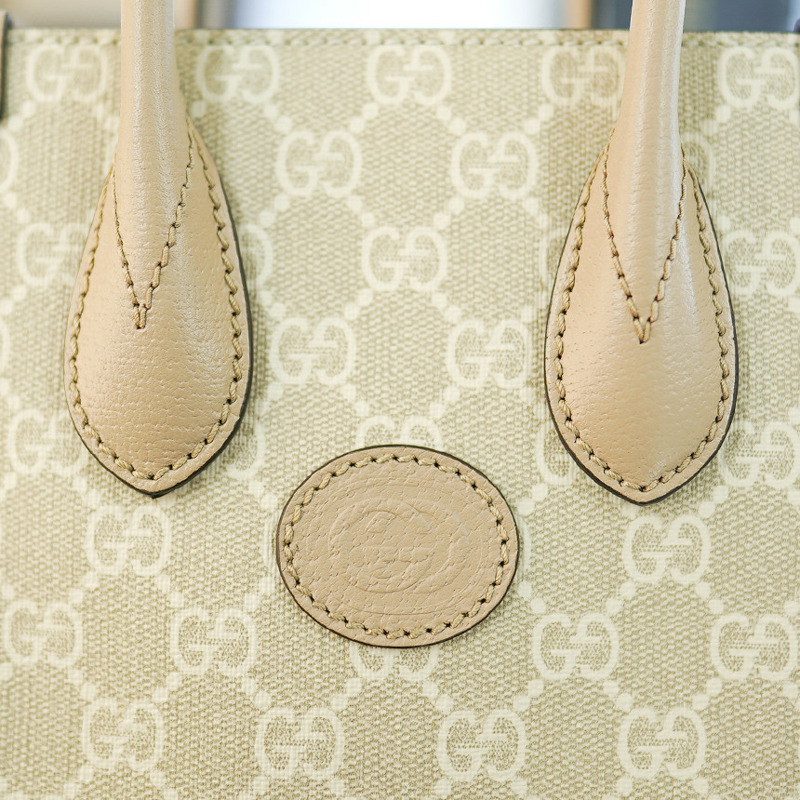 GUCCI 女士迷你手提斜背包 塗佈帆布 米色 671623 UULBT 9683-13