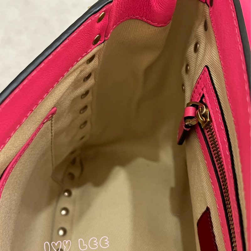 Valentino Garavani Rockstud Leather Crossbody粉紅鉚釘皮革斜背包正品二手精品-4