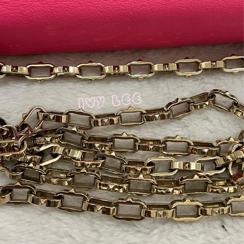 Valentino Garavani Rockstud Leather Crossbody粉紅鉚釘皮革斜背包正品二手精品-7