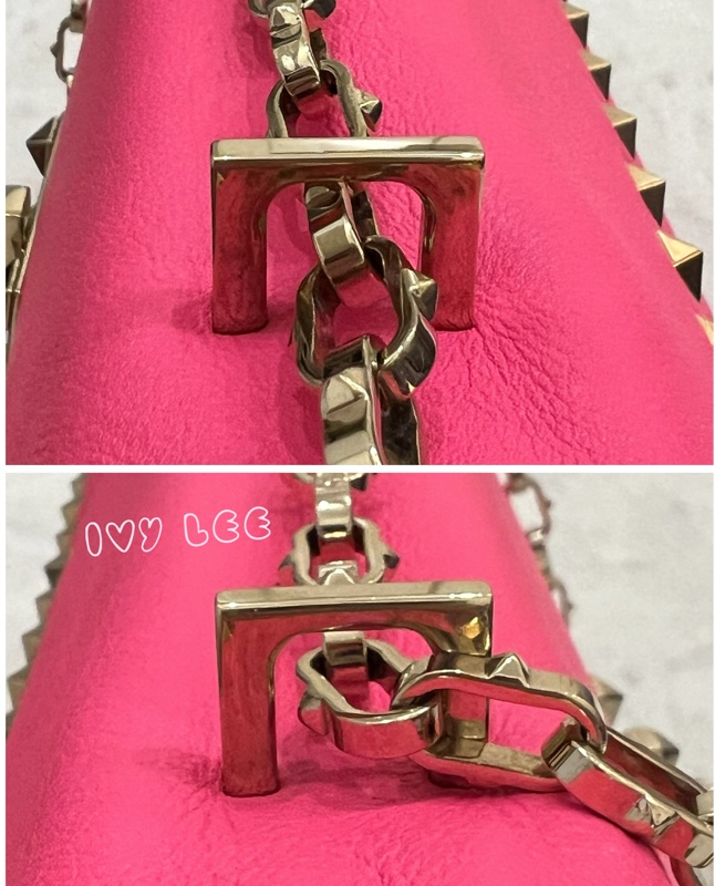 Valentino Garavani Rockstud Leather Crossbody粉紅鉚釘皮革斜背包正品二手精品-16