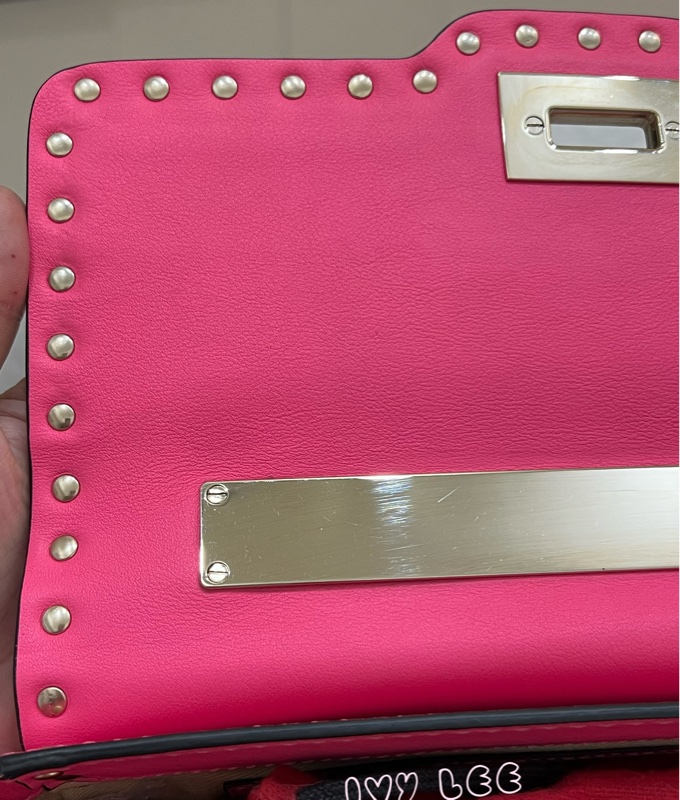 Valentino Garavani Rockstud Leather Crossbody粉紅鉚釘皮革斜背包正品二手精品-19