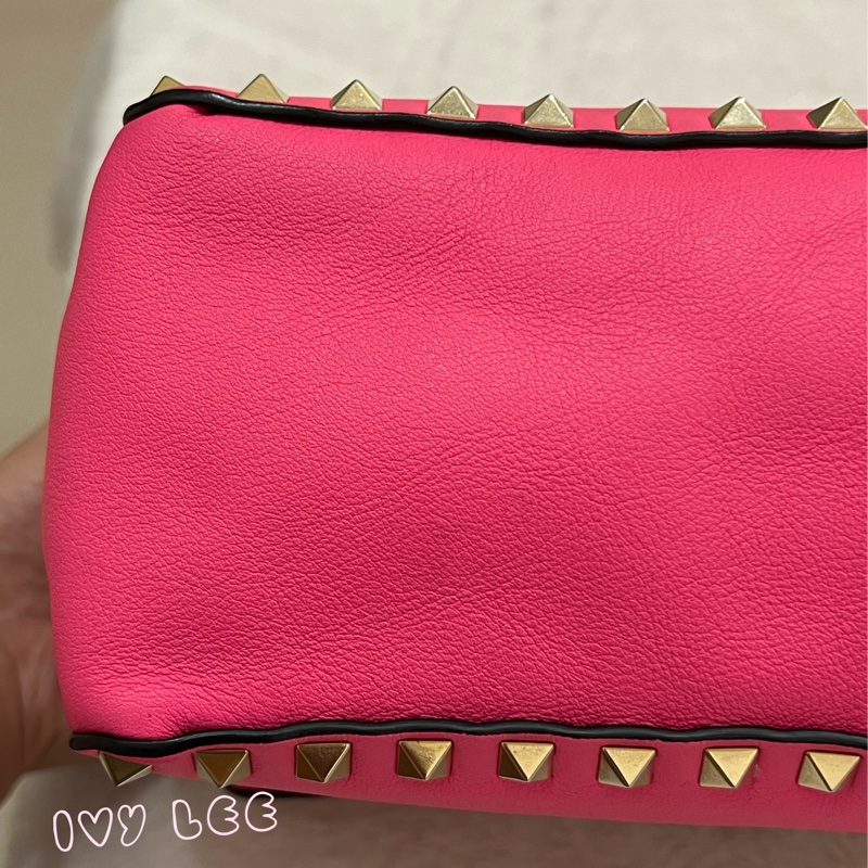 Valentino Garavani Rockstud Leather Crossbody粉紅鉚釘皮革斜背包正品二手精品-25