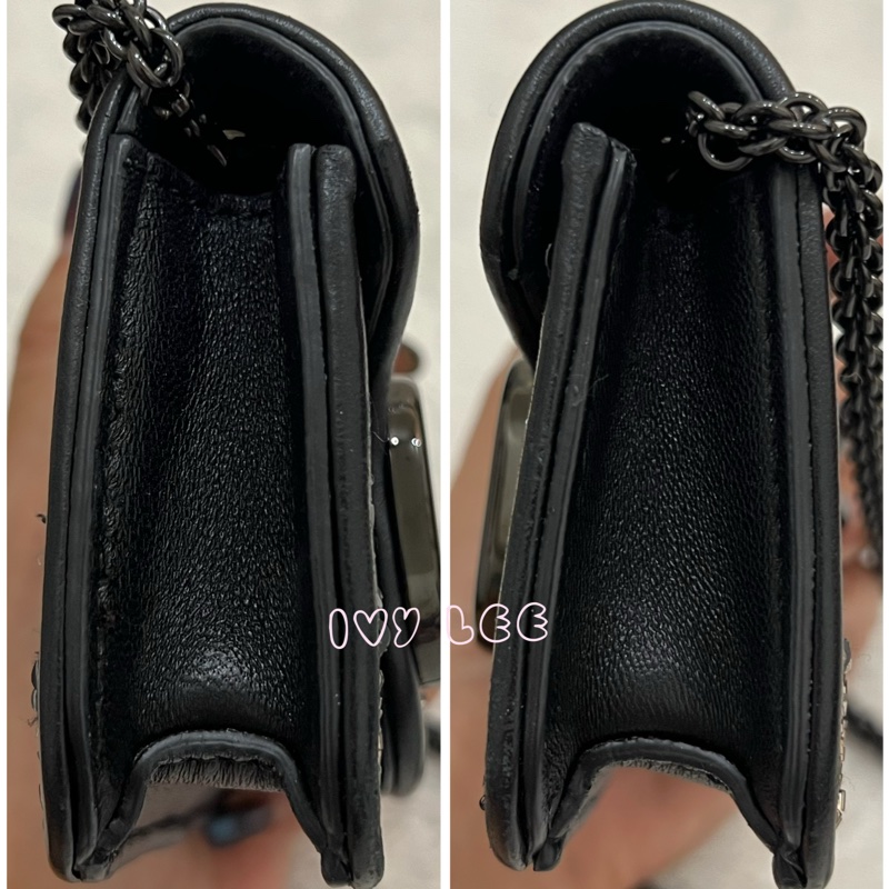 Valentino Garavani 閃鑽 黑亮片 造型 Stud Sign 斜背包 迷你小包 正品 二手精品-9