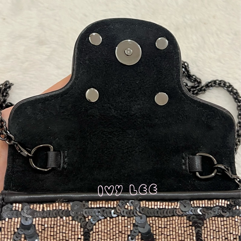 Valentino Garavani 閃鑽 黑亮片 造型 Stud Sign 斜背包 迷你小包 正品 二手精品-18