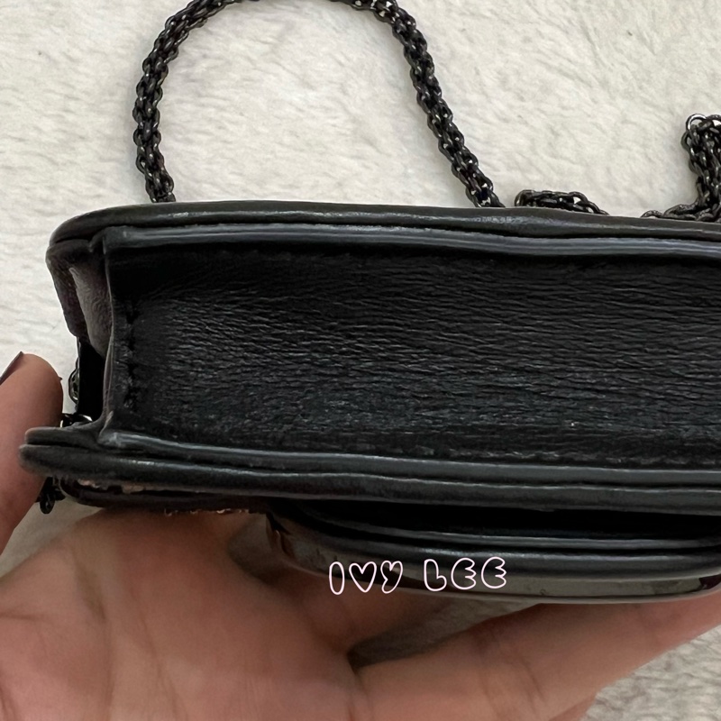 Valentino Garavani 閃鑽 黑亮片 造型 Stud Sign 斜背包 迷你小包 正品 二手精品-21