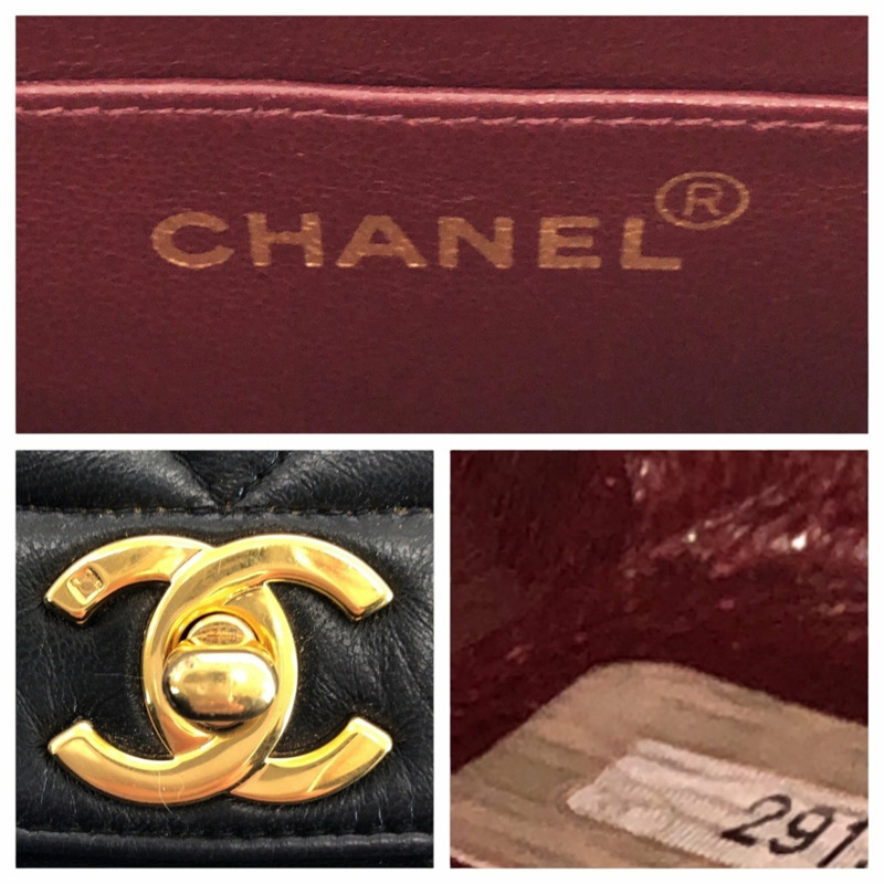 復古香奈兒 (CHANEL) 絎縫 Diana 翻蓋可可標誌黑色羊皮單肩包,配金色五金配件和鏈條,女士款-3